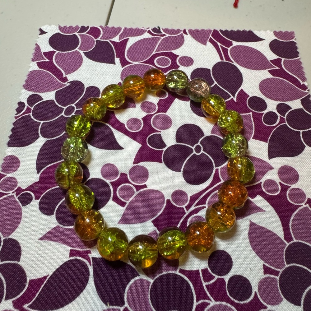Green and orange beautiful beaded bracelet